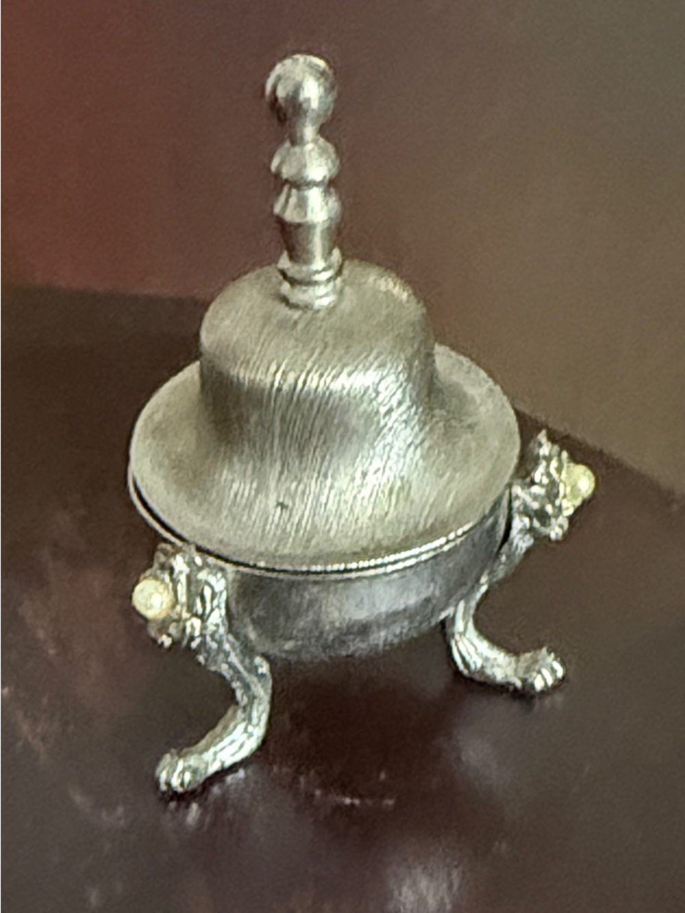 Vintage Salt Cellar with Faux Pearl-Accented Lion Feet